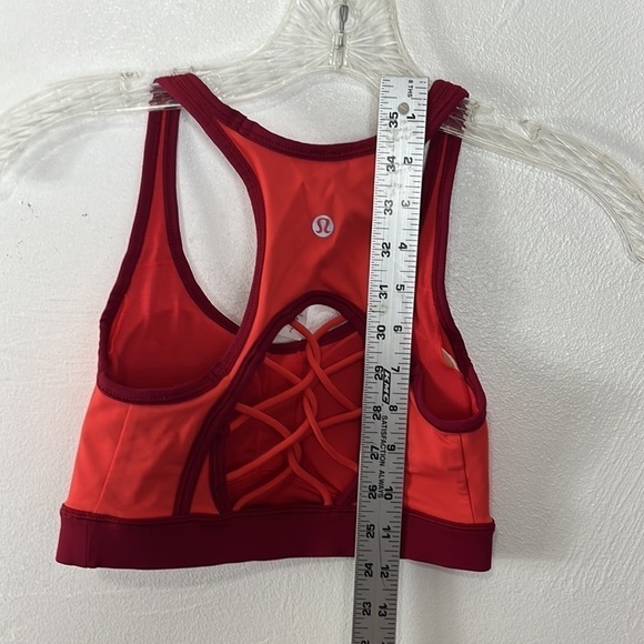 Lululemon Sweaty or Not Bra II Women's 2 Alarming Cranberry Coral Red Strappy - Picture 13 of 13